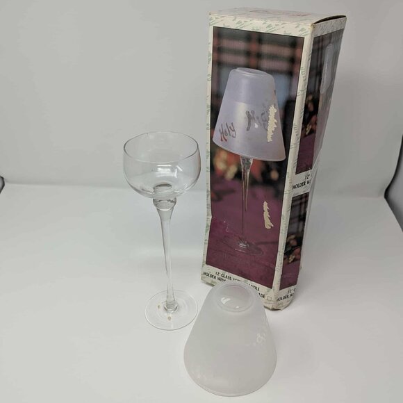 Traditions Frosted Glass Shade Votive Tealight Silent Night Holy Candle Holder - Picture 6 of 13